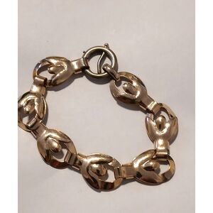 Napier Gold Tone Oval Link Bracelet Toggle Clasp Vintage Signed